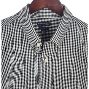 Croft & Barrow Mens Black Gingham‎ Check Short Sleeve Button Down Shirt